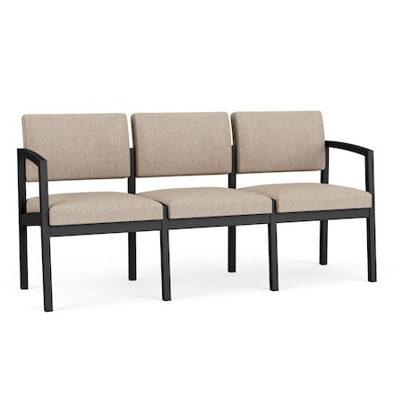 Lesro Stone (Beige) Seat, 3 Seat Sofa, 64.5 W 24.5 L 32 H, Linette Vinyl Seat, Lenox Steel Series LS3101